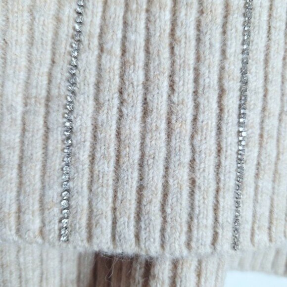 Nine West Oatmeal Cream Tan Jewel Embellished Sweater Women's Size Small New NWT - Picture 4 of 8